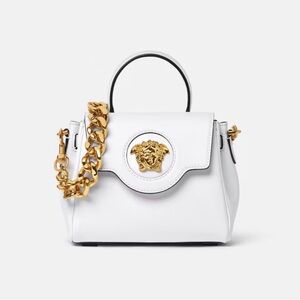 Versace LA MEDUSA SMALL HANDBAG in White with Gold Chain NWOT